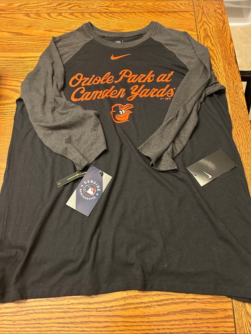 Nike Black & Gray 'Oriole Park at Camden Yards' Raglan Long Sleeve Tee/9